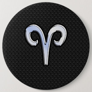 Chrome like Aries Zodiac Sign Ronde Button 6,0 Cm