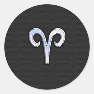Chrome like Aries Zodiac Sign Ronde Sticker