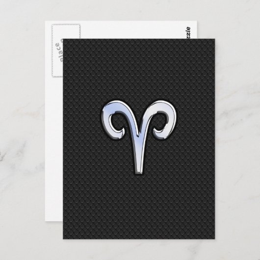 Chrome Like Aries Zodiac Symbol Briefkaart (Voorkant / Achterkant)