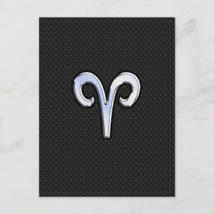 Chrome Like Aries Zodiac Symbol Briefkaart