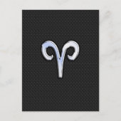 Chrome Like Aries Zodiac Symbol Briefkaart (Voorkant)