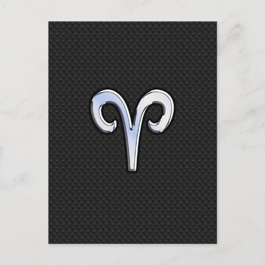 Chrome Like Aries Zodiac Symbol Briefkaart (Voorkant)