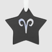 Chrome Like Aries Zodiac Symbol Ornament (voorkant)