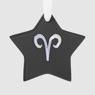 Chrome Like Aries Zodiac Symbol Ornament