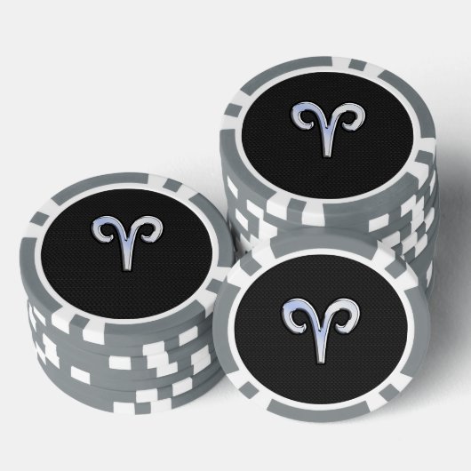 Chrome Like Aries Zodiac Symbol Poker Chips (Opstapeling)