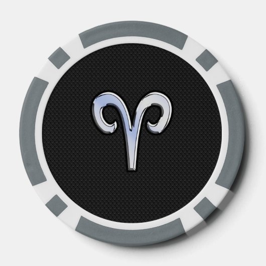 Chrome Like Aries Zodiac Symbol Poker Chips (Achterkant)