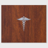 Chrome like Caduceus Medical Symbol Mahogany Brown Cadeaupapier (Vlak)