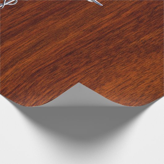 Chrome like Caduceus Medical Symbol Mahogany Brown Cadeaupapier (Hoek)