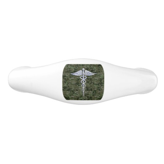 Chrome like Caduceus Symbol on Green Camouflage Keramische Ladegreep (Voorkant)