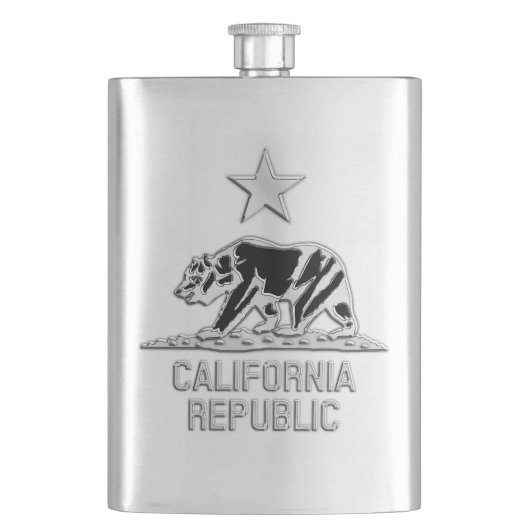 Chrome like California Republic Beer Print Heupfles (Voorkant)