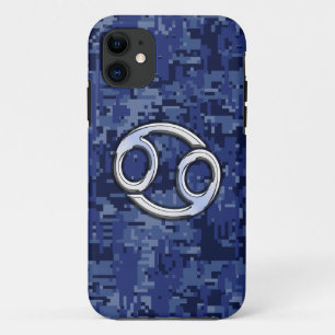 Chrome like Cancer Sign op Blue Digital Camo Case-Mate iPhone Case