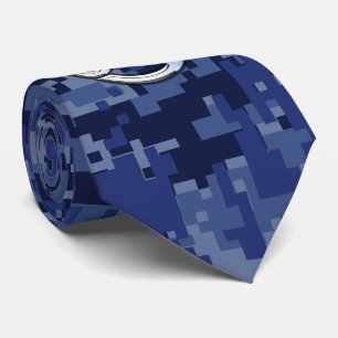 Chrome like Cancer Sign op Blue Digital Camo Stropdas