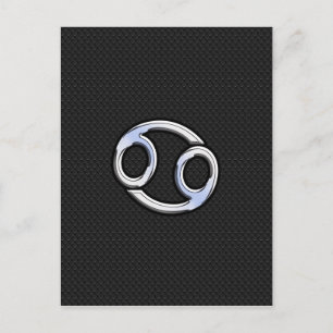 Chrome like Cancer Zodiab Sign on Black Briefkaart