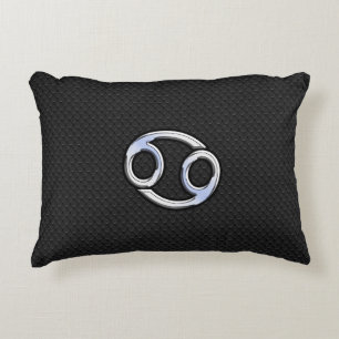 Chrome like Cancer Zodiab Sign on Black Decoratief Kussen