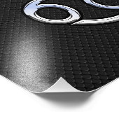 Chrome like Cancer Zodiab Sign on Black Foto Afdruk (Hoek)