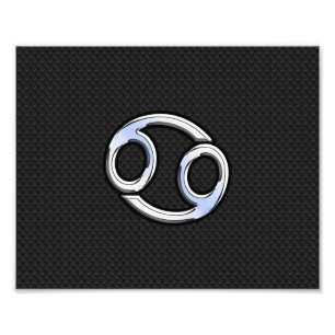 Chrome like Cancer Zodiab Sign on Black Foto Afdruk