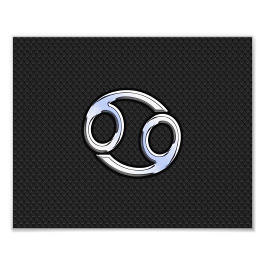 Chrome like Cancer Zodiab Sign on Black Foto Afdruk (Voorkant)