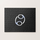 Chrome like Cancer Zodiab Sign on Black Legpuzzel (Horizontaal)