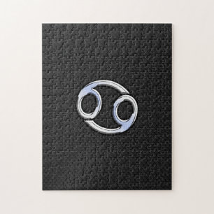 Chrome like Cancer Zodiab Sign on Black Legpuzzel
