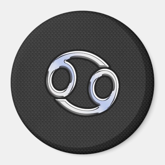 Chrome like Cancer Zodiab Sign on Black Magneet (Voorkant)