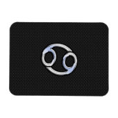 Chrome like Cancer Zodiab Sign on Black Magneet (Horizontaal)