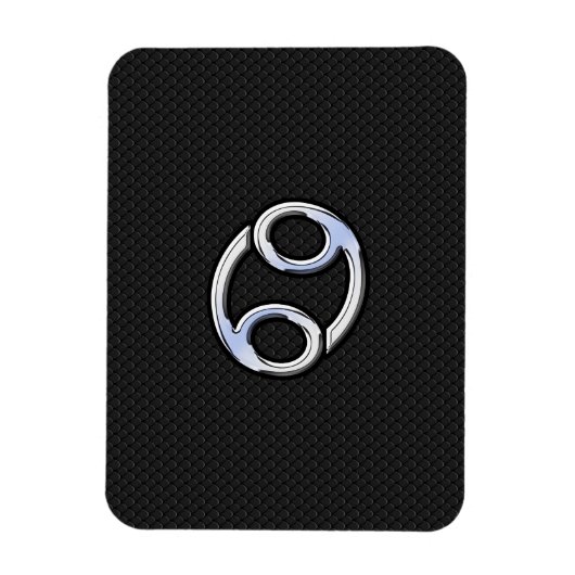 Chrome like Cancer Zodiab Sign on Black Magneet (Verticaal)