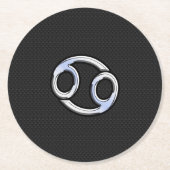 Chrome like Cancer Zodiab Sign on Black Ronde Kartonnen Onderzetter (Voorkant)