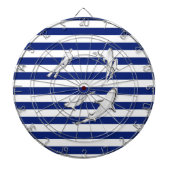 Chrome Like Diver and Sharks on Nautical Stripes Dartbord (Voorkant)