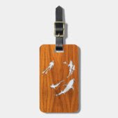 Chrome like Diver with Sharks on Teak Veneer Bagagelabel (Voorkant verticaal)