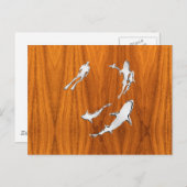 Chrome like Diver with Sharks on Teak Veneer Briefkaart (Voorkant / Achterkant)