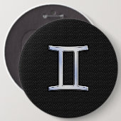 Chrome like Gemini Zodiac Sign Ronde Button 6,0 Cm (Voorkant /achterkant)