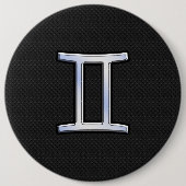 Chrome like Gemini Zodiac Sign Ronde Button 6,0 Cm (Voorkant)