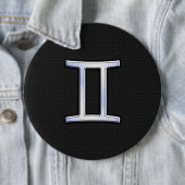 Chrome like Gemini Zodiac Sign Ronde Button 6,0 Cm (In situ)