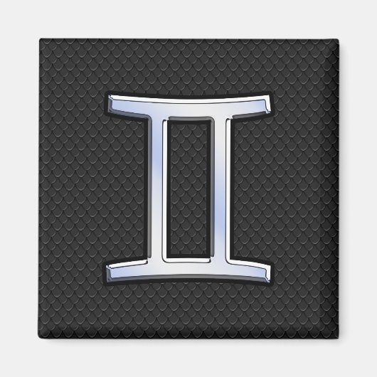 Chrome like Gemini Zodiac Symbol Magneet (Voorkant)