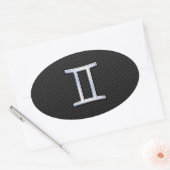 Chrome like Gemini Zodiac Symbol Ovale Sticker (Envelop)