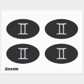 Chrome like Gemini Zodiac Symbol Ovale Sticker (Vel)
