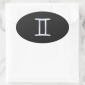 Chrome like Gemini Zodiac Symbol Ovale Sticker (Tas)