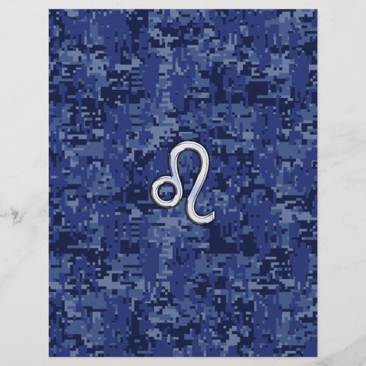 Chrome like Leo Sign on Navy Blue Digital Camo (Voorkant)