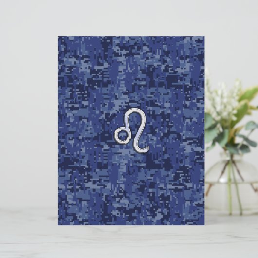 Chrome like Leo Sign on Navy Blue Digital Camo (Staand voorkant)