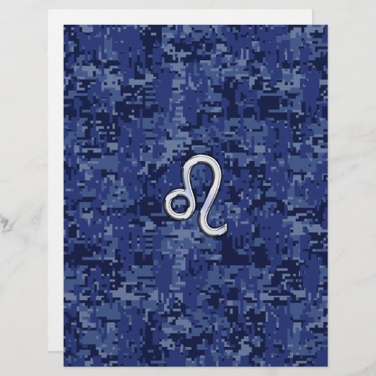 Chrome like Leo Sign on Navy Blue Digital Camo (Voorkant / Achterkant)