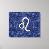 Chrome like Leo Sign on Navy Blue Digital Camo Canvas Afdruk (Voorkant)