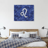 Chrome like Leo Sign on Navy Blue Digital Camo Canvas Afdruk (Insitu (Slaapkamer))