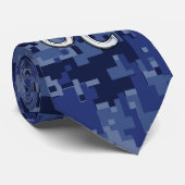 Chrome like Leo Sign on Navy Blue Digital Camo Stropdas (Opgerold)