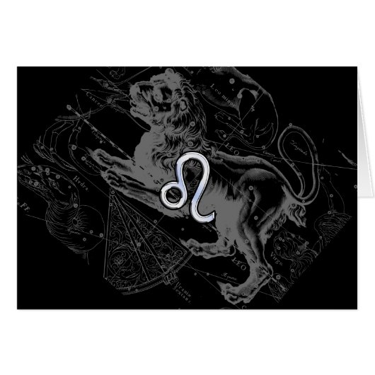 Chrome like Leo Zodiac Constellation Map Hevelius (Voorkant Horizontaal)