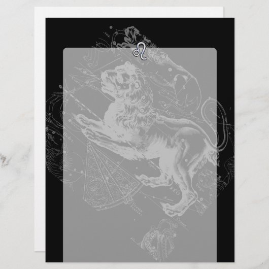 Chrome like Leo Zodiac Constellation Map Hevelius (Voorkant / Achterkant)