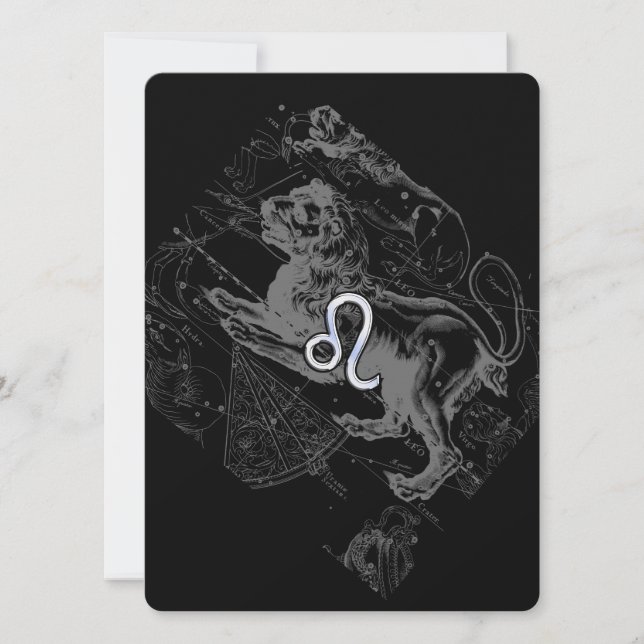 Chrome like Leo Zodiac Constellation Map Hevelius (Voorkant)
