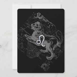 Chrome like Leo Zodiac Constellation Map Hevelius