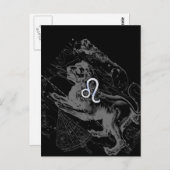 Chrome like Leo Zodiac Constellation Map Hevelius Briefkaart (Voorkant / Achterkant)