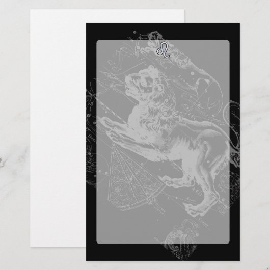 Chrome like Leo Zodiac Constellation Map Hevelius Briefpapier (Voorkant / Achterkant)