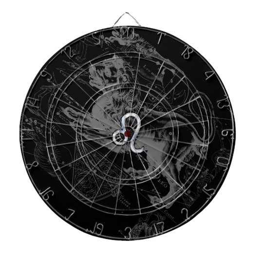 Chrome like Leo Zodiac Constellation Map Hevelius Dartbord (Voorkant)